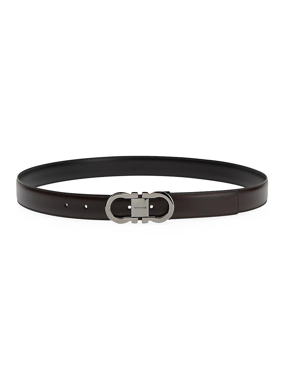 Ferragamo Mens Double Gancini Reversible Leather Belt Product Image