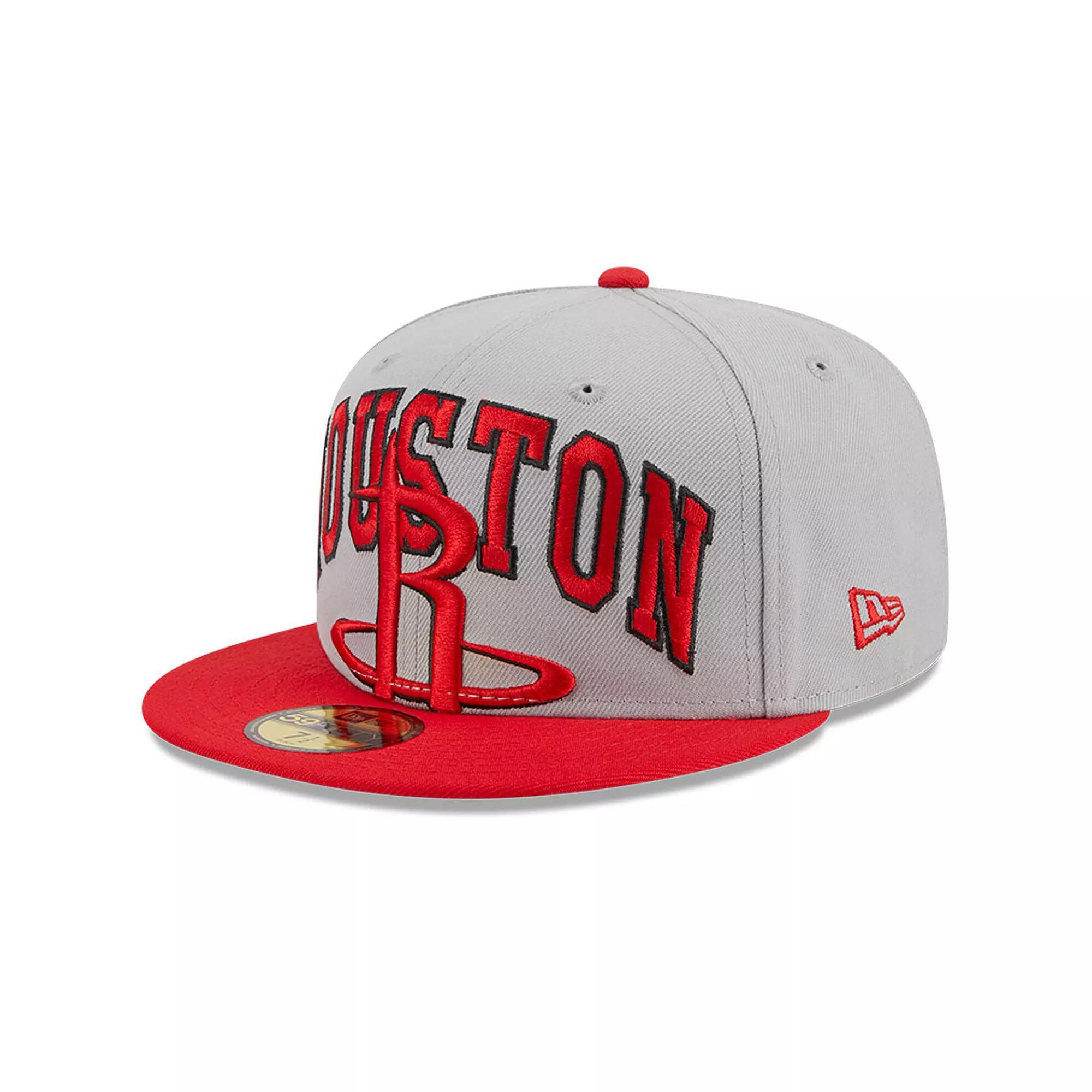 Men's New Era Gray/Red Houston Rockets Tip-Off Two-Tone 59FIFTY Fitted Hat, Size: 7 1/4, Grey Product Image