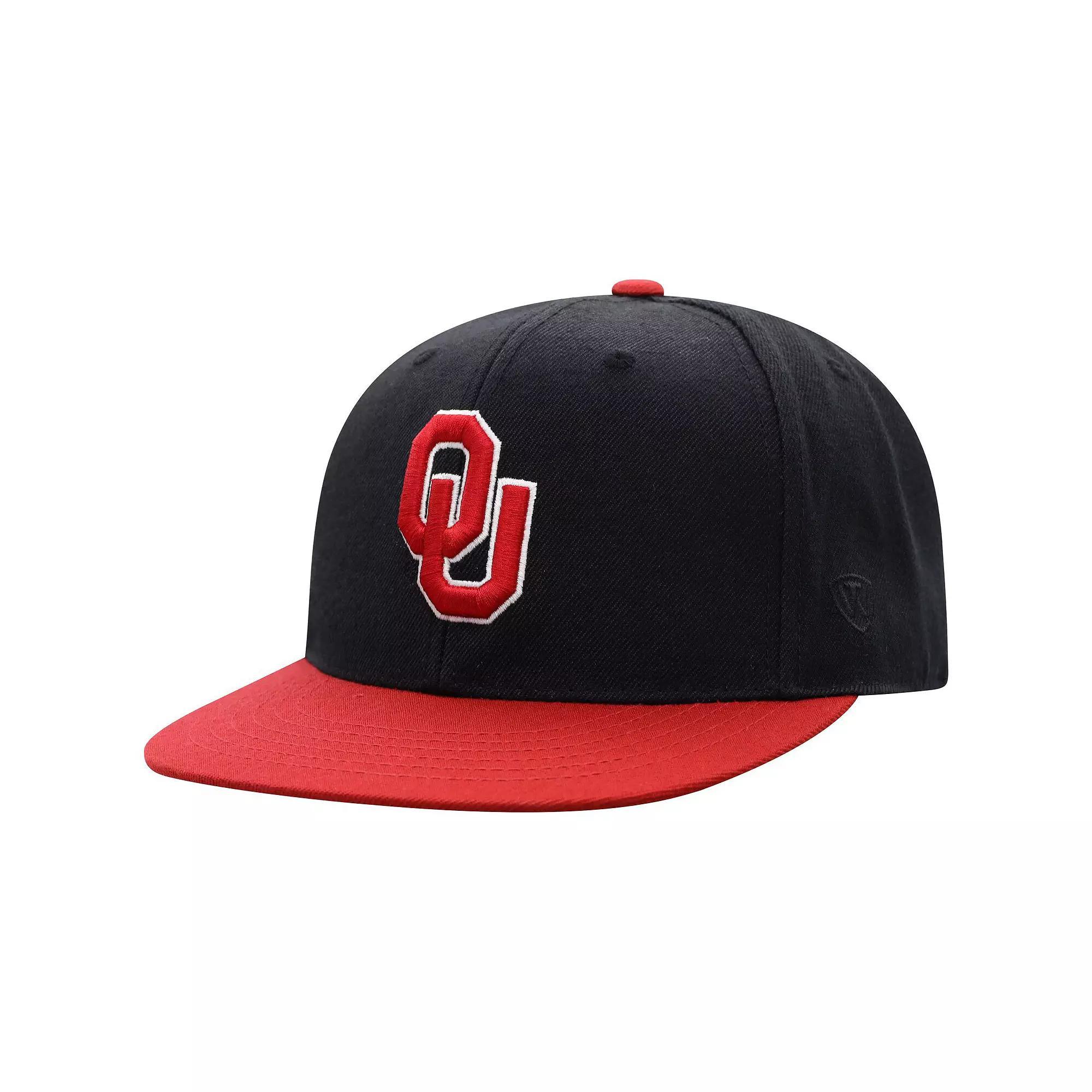 Men's Top of the World Black/Crimson Oklahoma Sooners Team Color Two-Tone Fitted Hat, Size: 7 1/8 Product Image