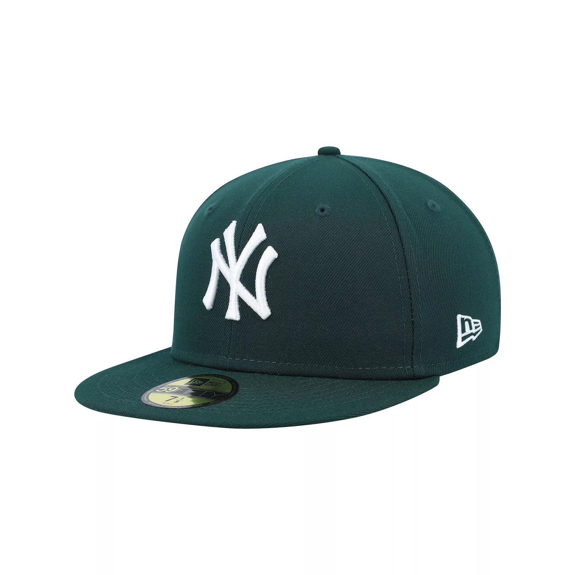 Men's New Era Green New York Yankees Logo White 59FIFTY Fitted Hat, Size: 7 1/2 Product Image