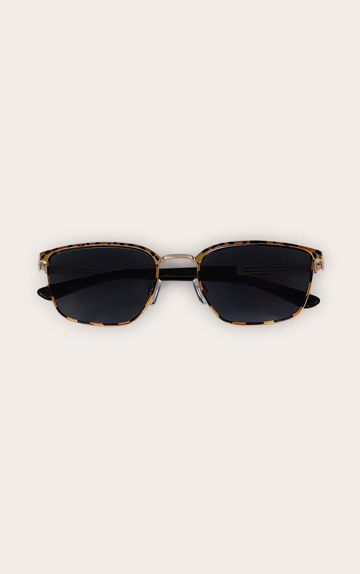 Tortoiseshell Metal Frame Square Bar Sunglasses Product Image