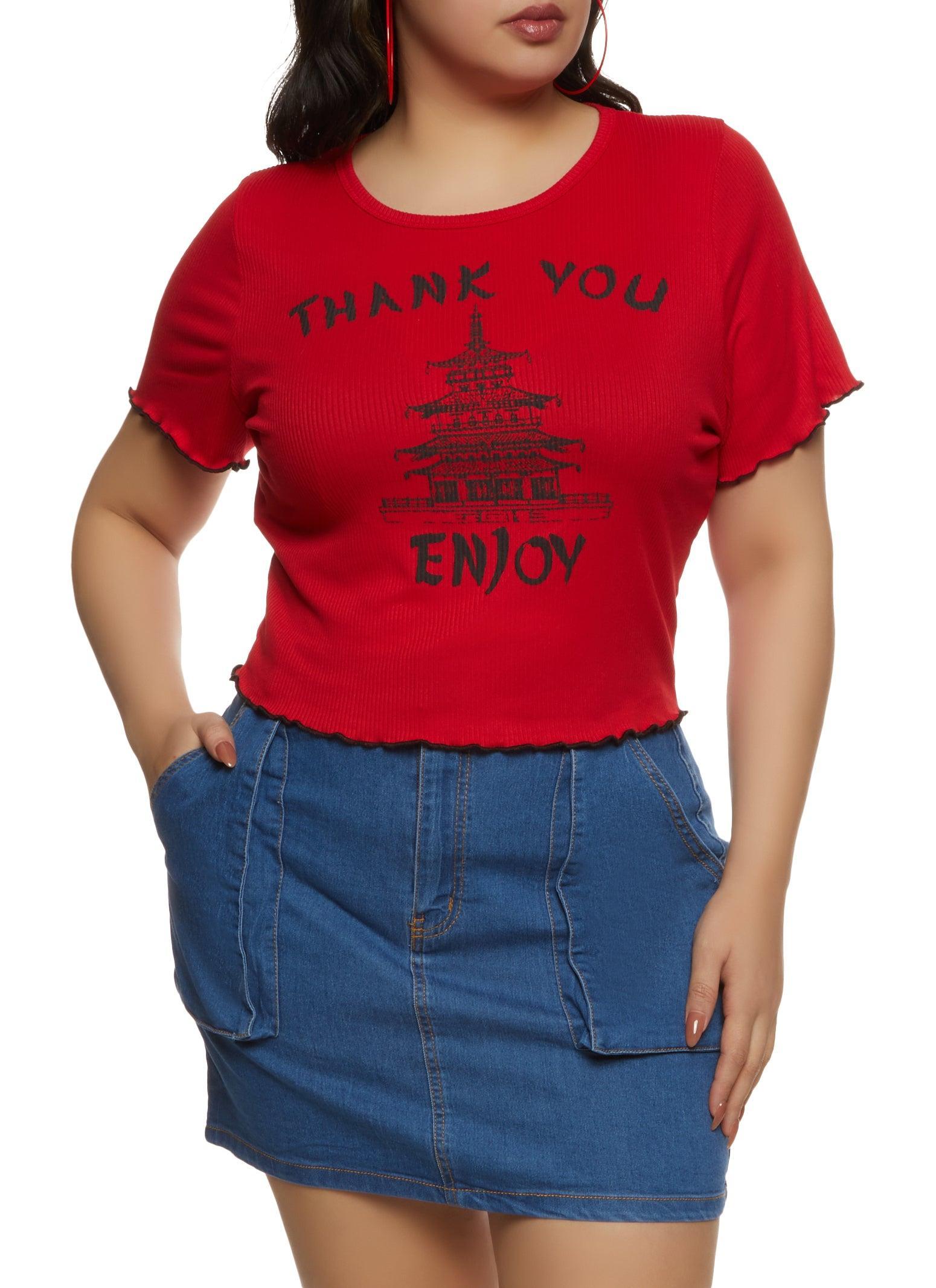 Womens Plus Size Thank You Enjoy Graphic Tee Product Image