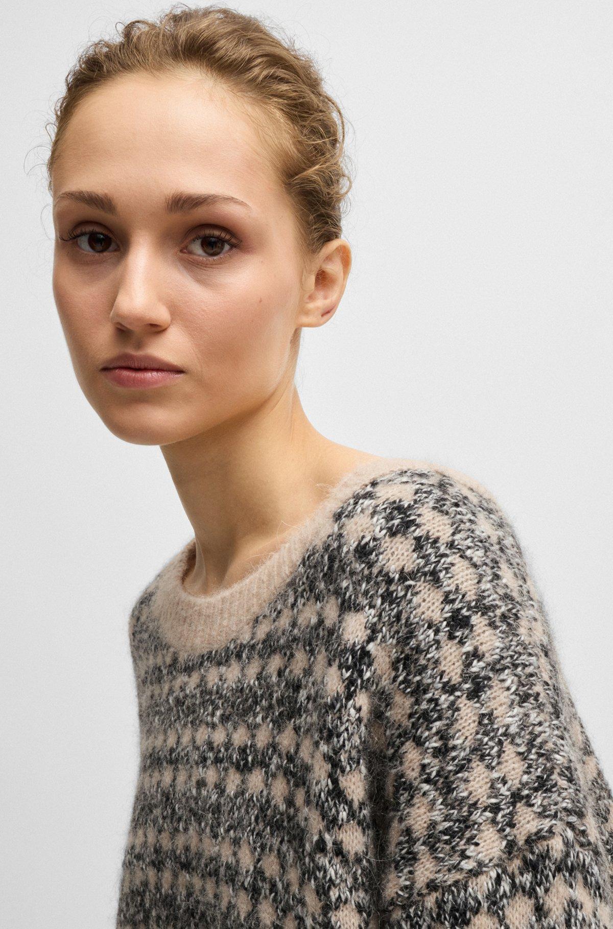 Jacquard-knit sweater with three-colored yarn Product Image