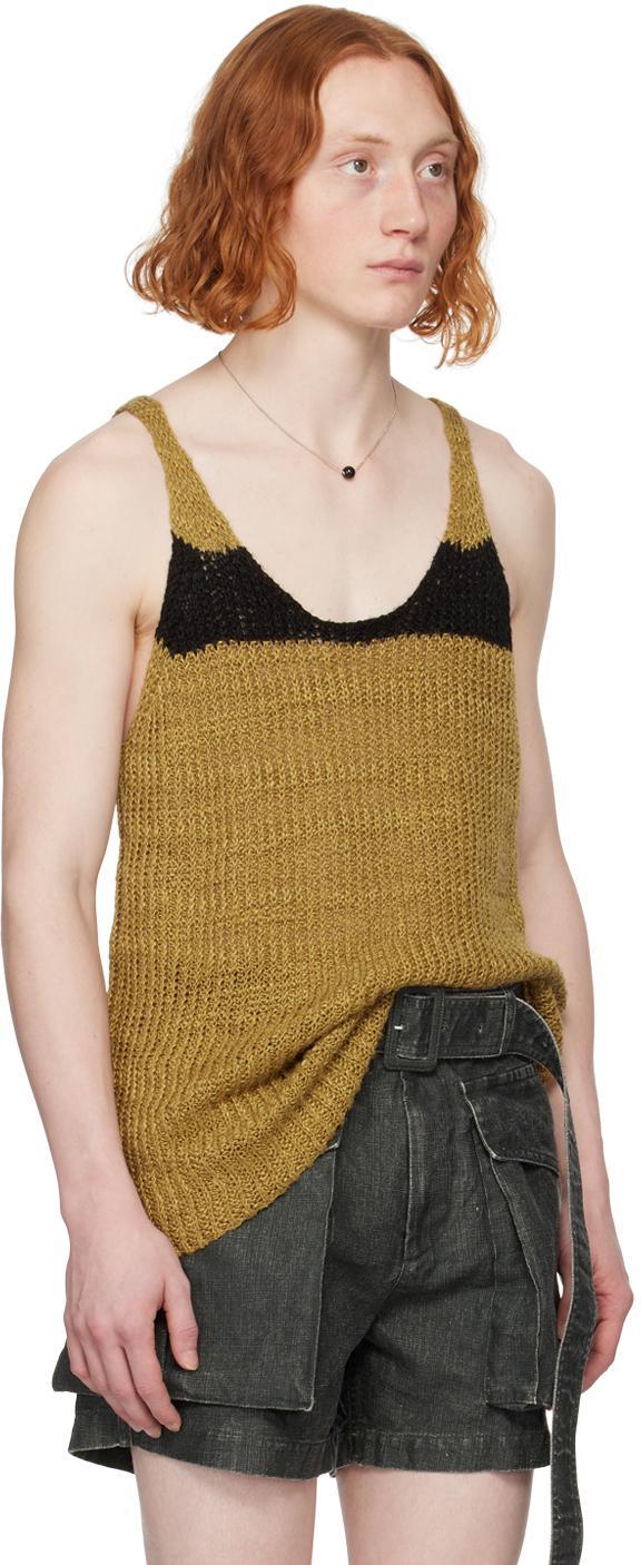 DRIES VAN NOTEN Tan Striped Tank Top In 706 Cognac Product Image