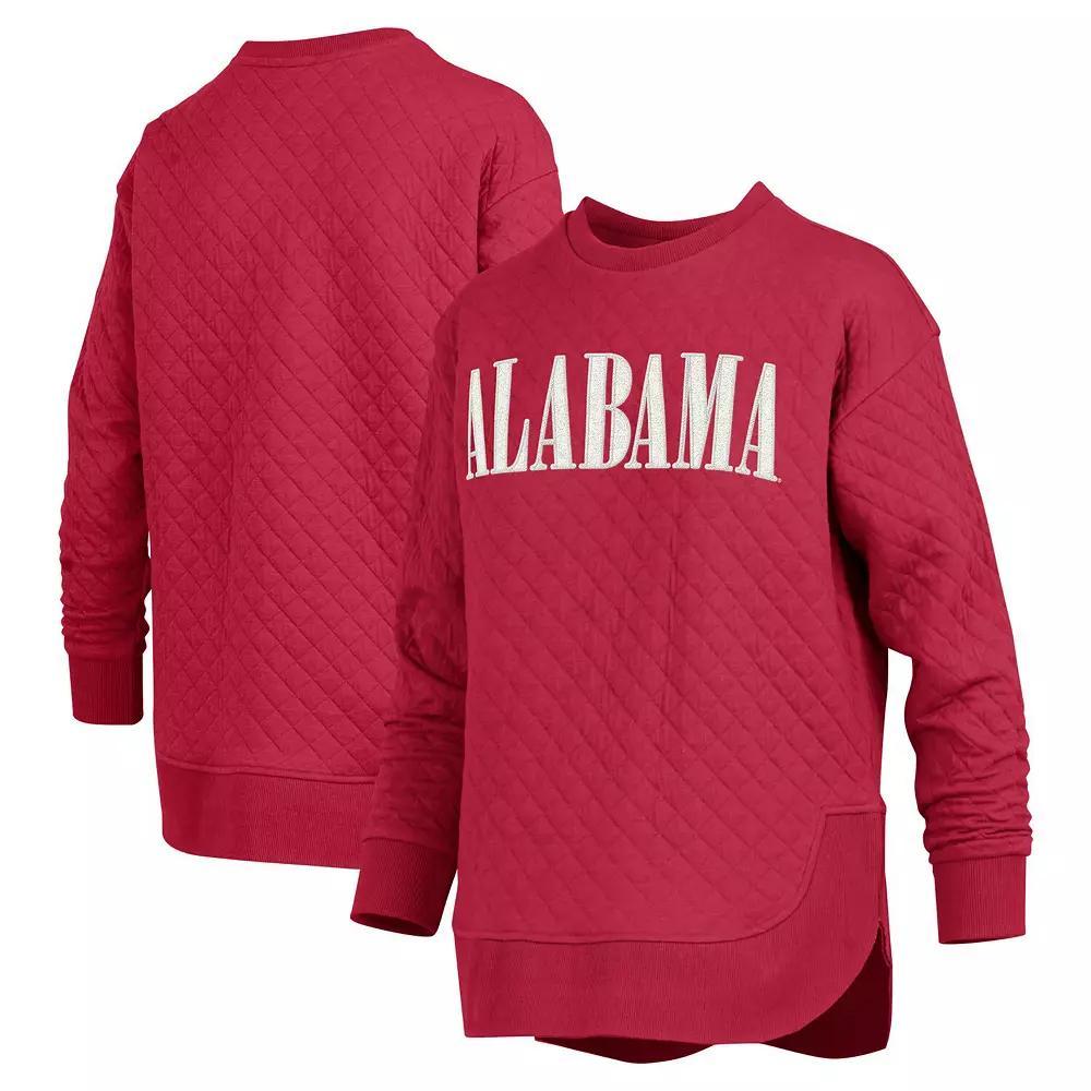 Women's Pressbox Crimson Alabama Crimson Tide Quilted Long Sleeve Pullover Sweatshirt,  Product Image