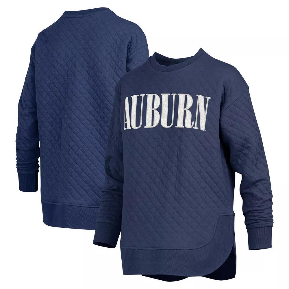 Women's Pressbox Navy Auburn Tigers Quilted Long Sleeve Pullover Sweatshirt,  Product Image