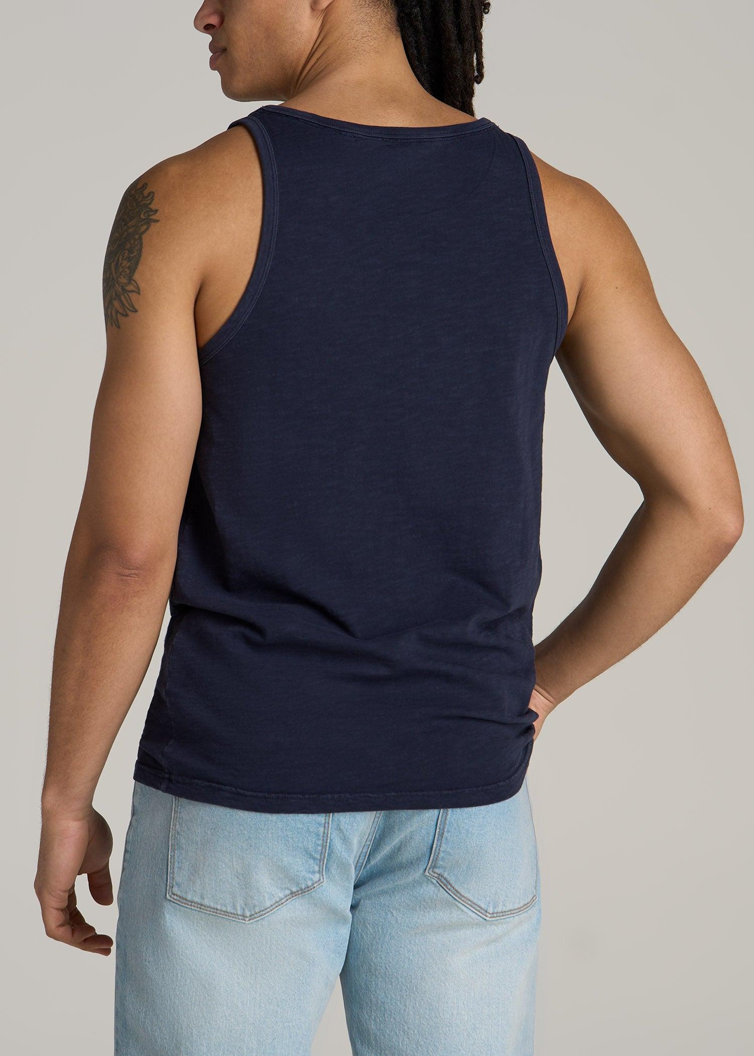 Garment Dyed Slub Pocket Tall Men's Tank Top in Evening Blue Product Image