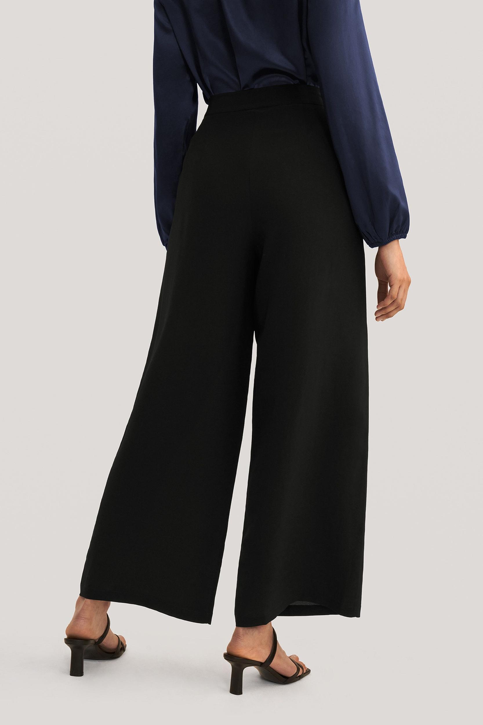 LILYSILK Womens Silk Slacks - Black Mulberry Silk - Wardrobe Must-Have Wide Leg Bottoms 10 Product Image