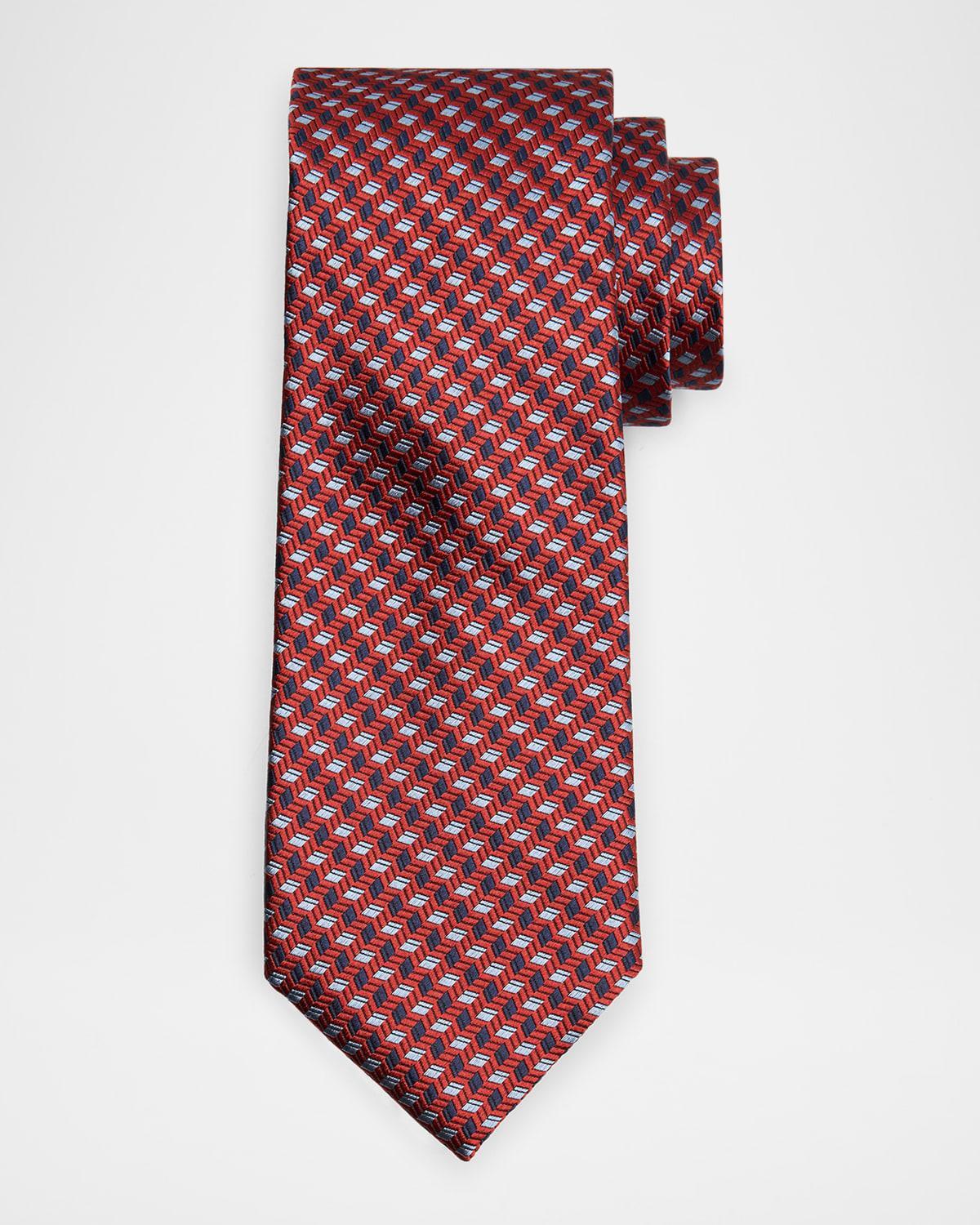 Men's Stepweave Geometric Silk Tie Product Image