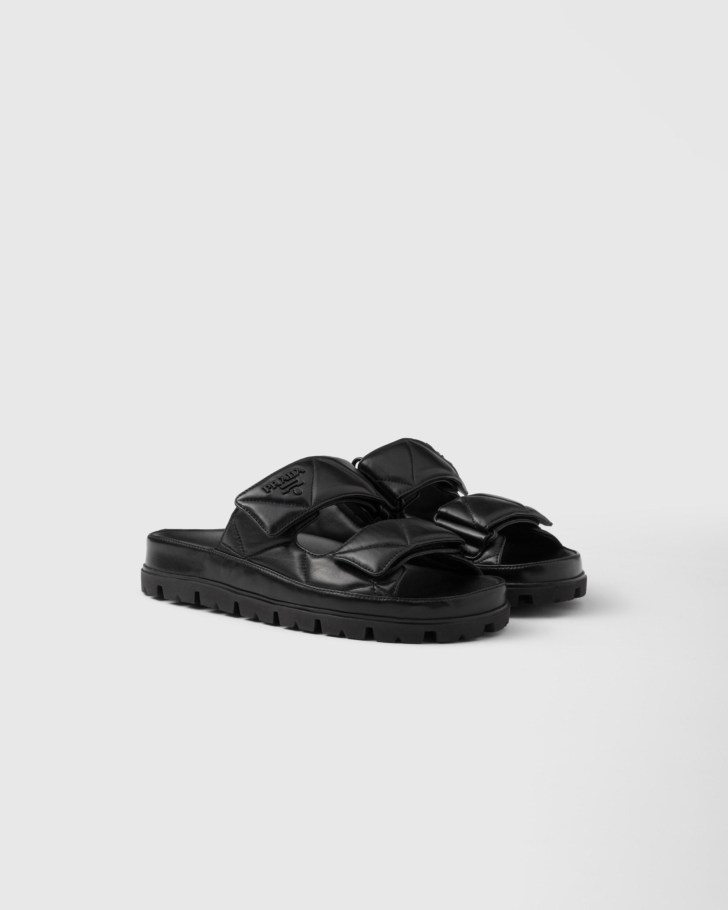 Padded nappa leather slides Product Image