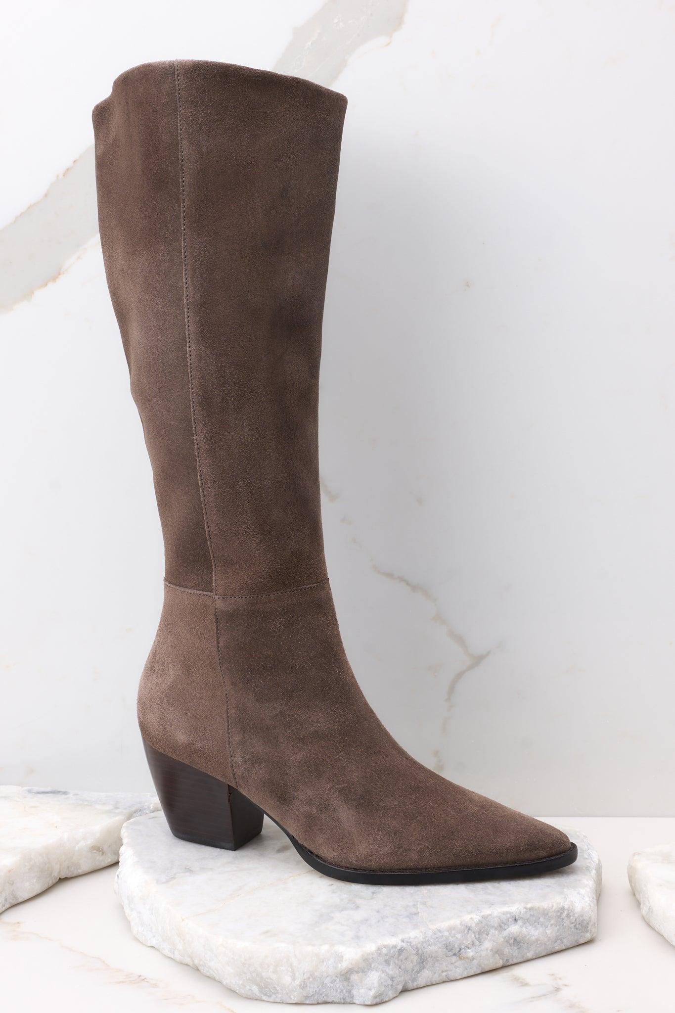 Bruna Smoke Suede Boots Grey Product Image