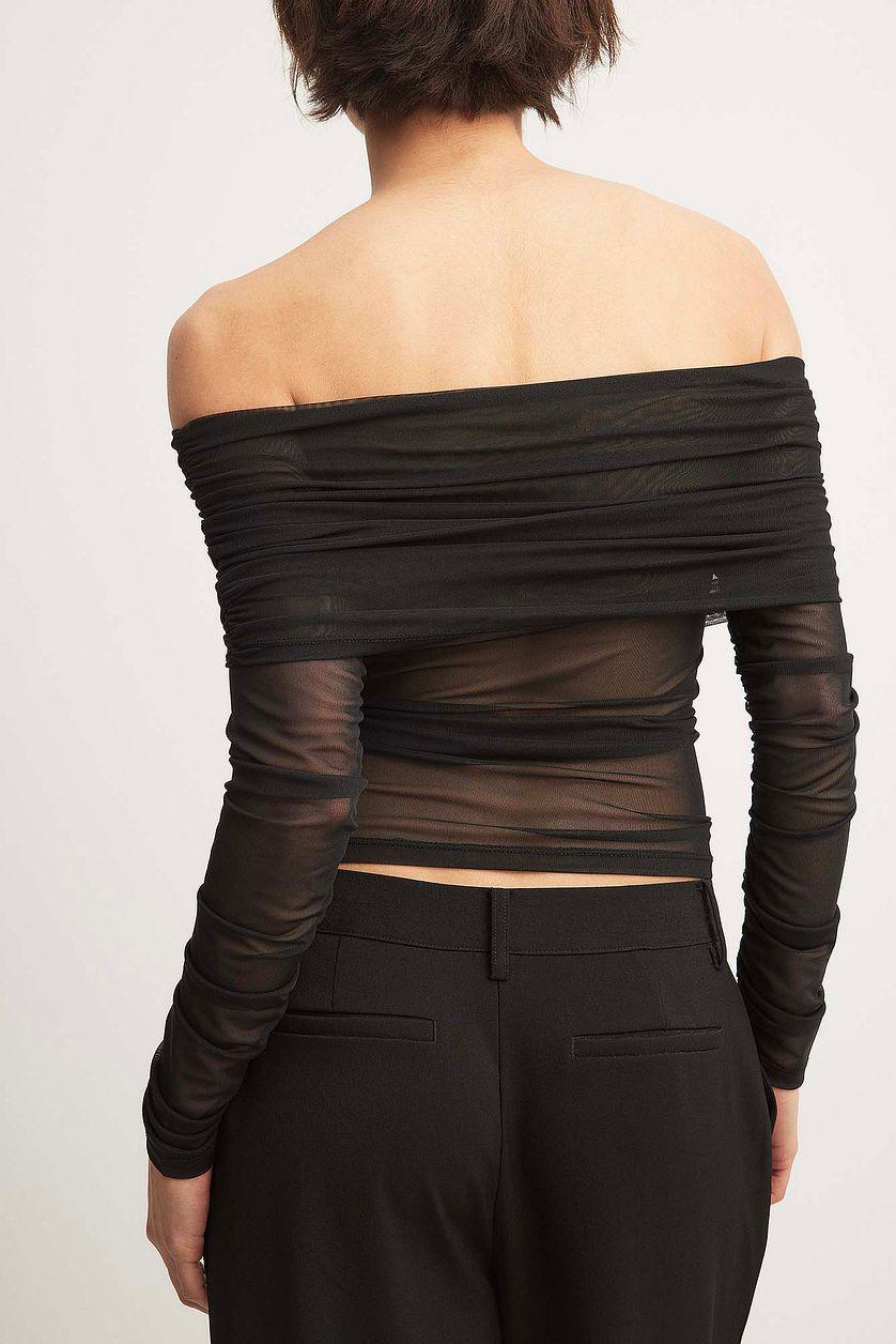 Mesh Off Shoulder Top Multicolor Product Image