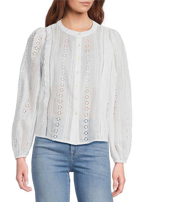 ASTR the Label Crew Neck Long Sleeve Aneska Eyelet Top Product Image