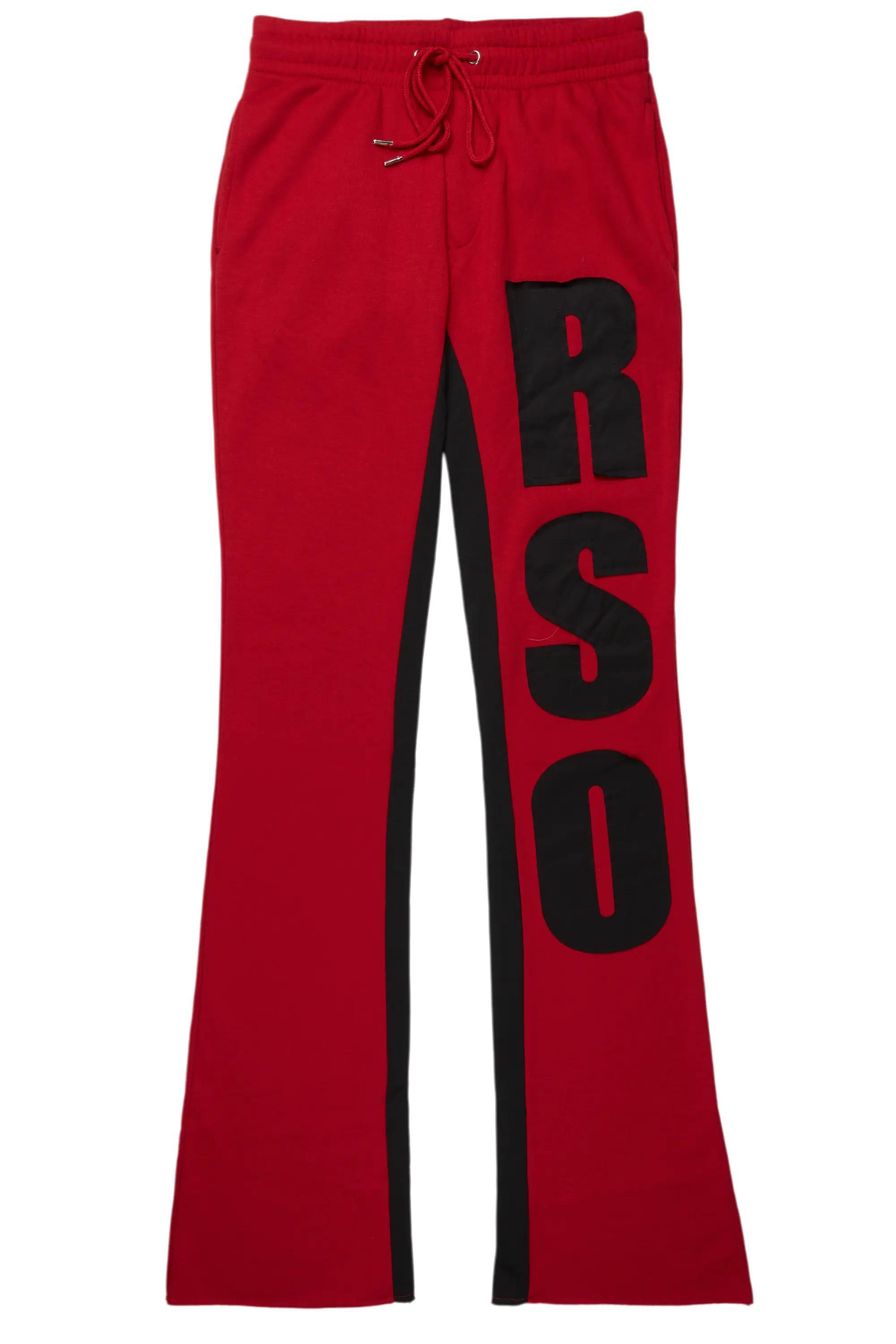 Uko Burgundy Stacked Baggy Track Pant Male Product Image