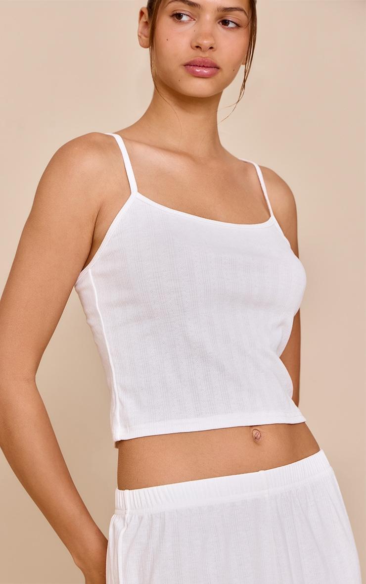 White Pointelle Cami Short Pj Set Product Image
