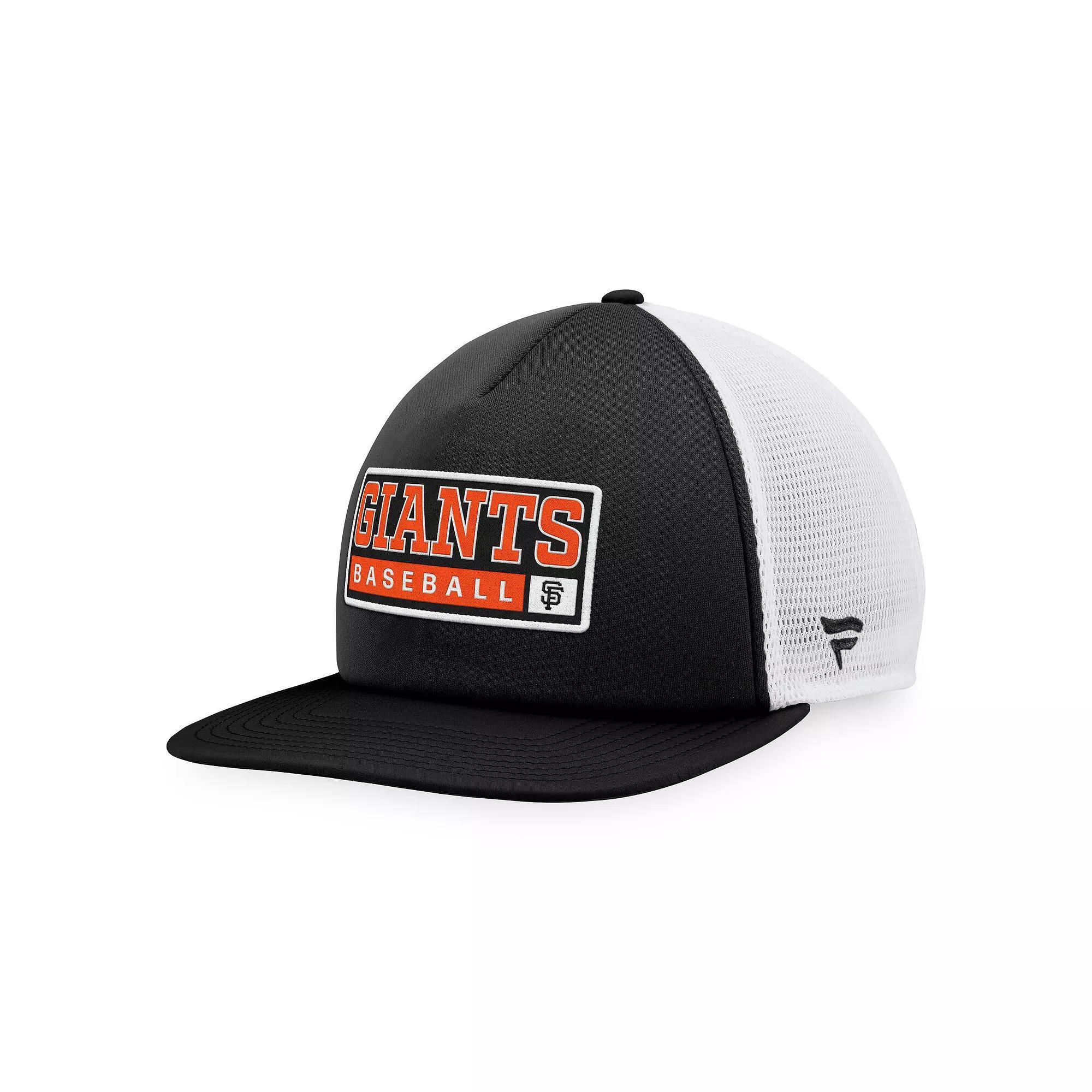 Men's Majestic Black/White San Francisco Giants Foam Trucker Snapback Hat Product Image