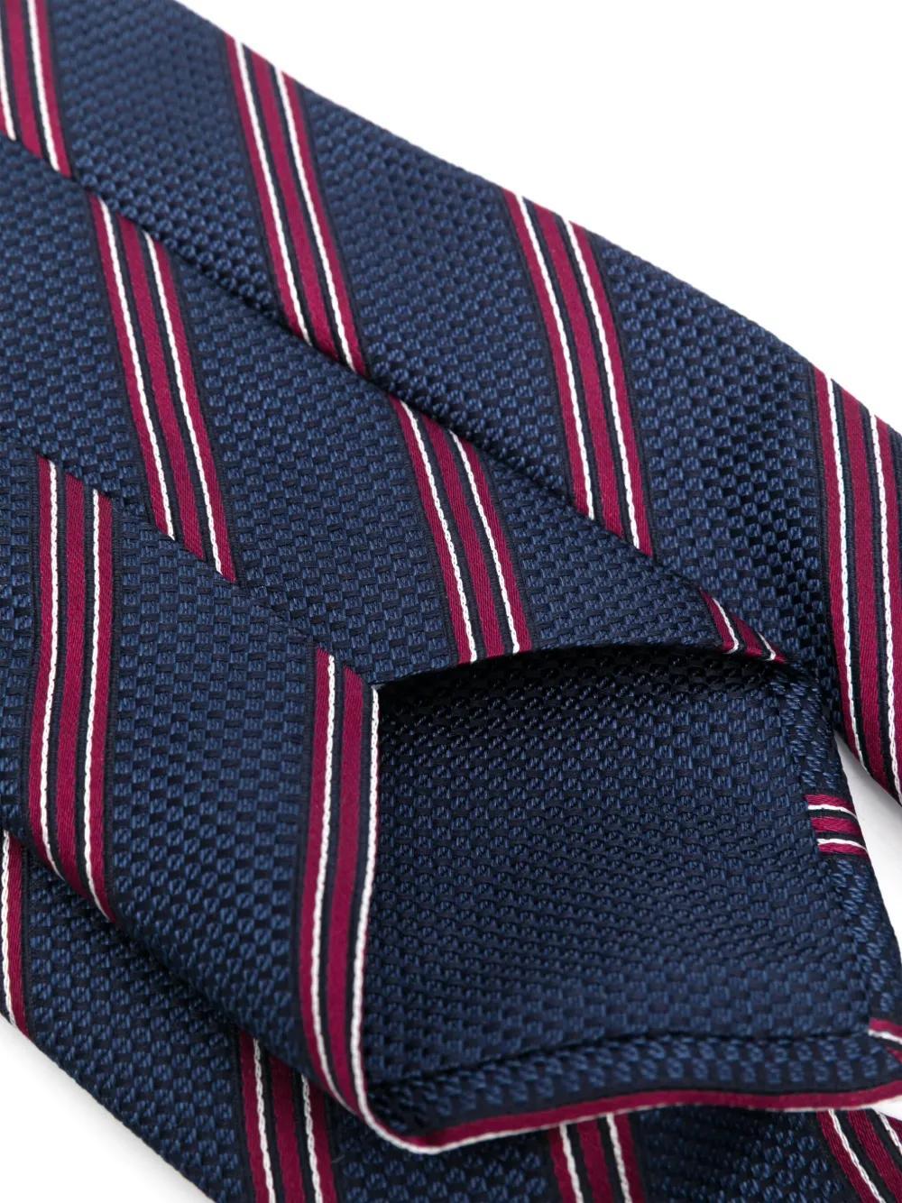 ETRO Stripe-pattern Silk Tie In Blau Product Image