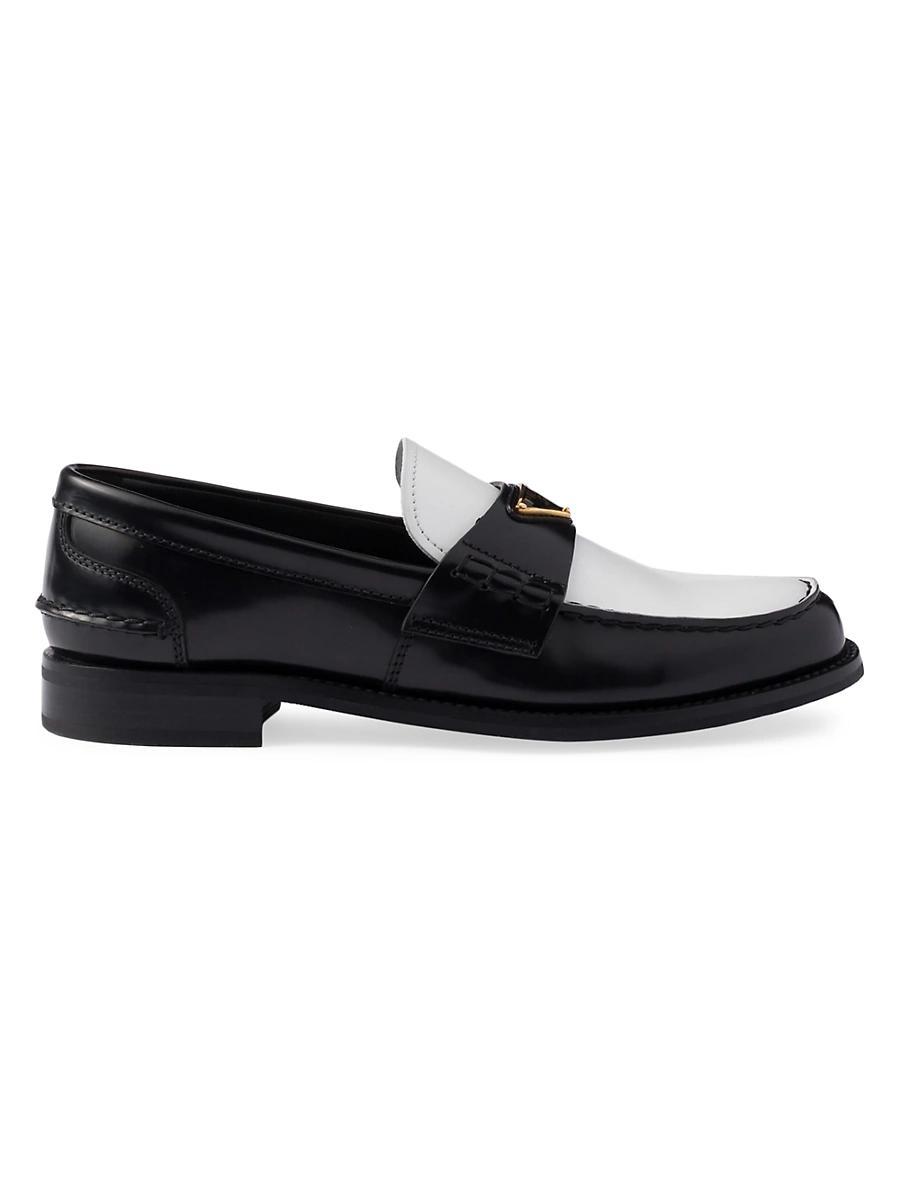 Womens Two-Tone Brushed Leather Loafers Product Image