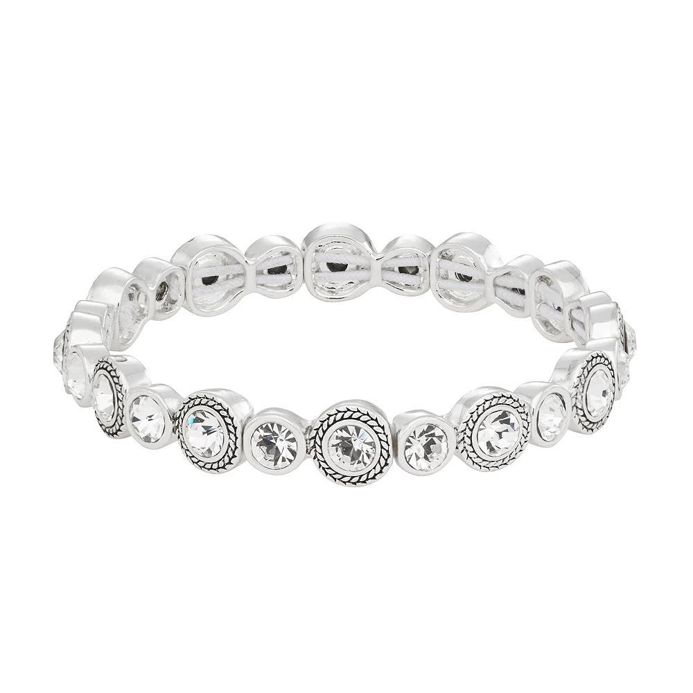 Napier Silver Tone Simulated Crystal Stretch Bracelet, Women's, Clear Product Image