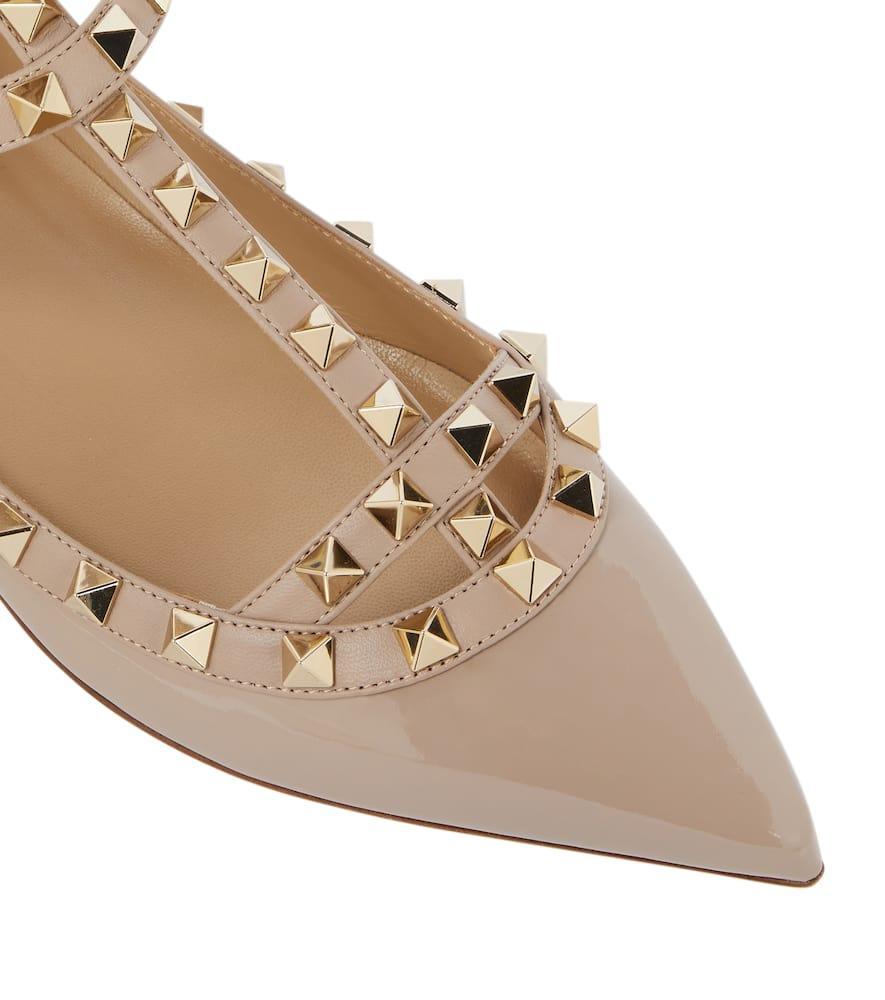 VALENTINO GARAVANI Valentino Rockstud Caged Patent Flat In Pink Product Image