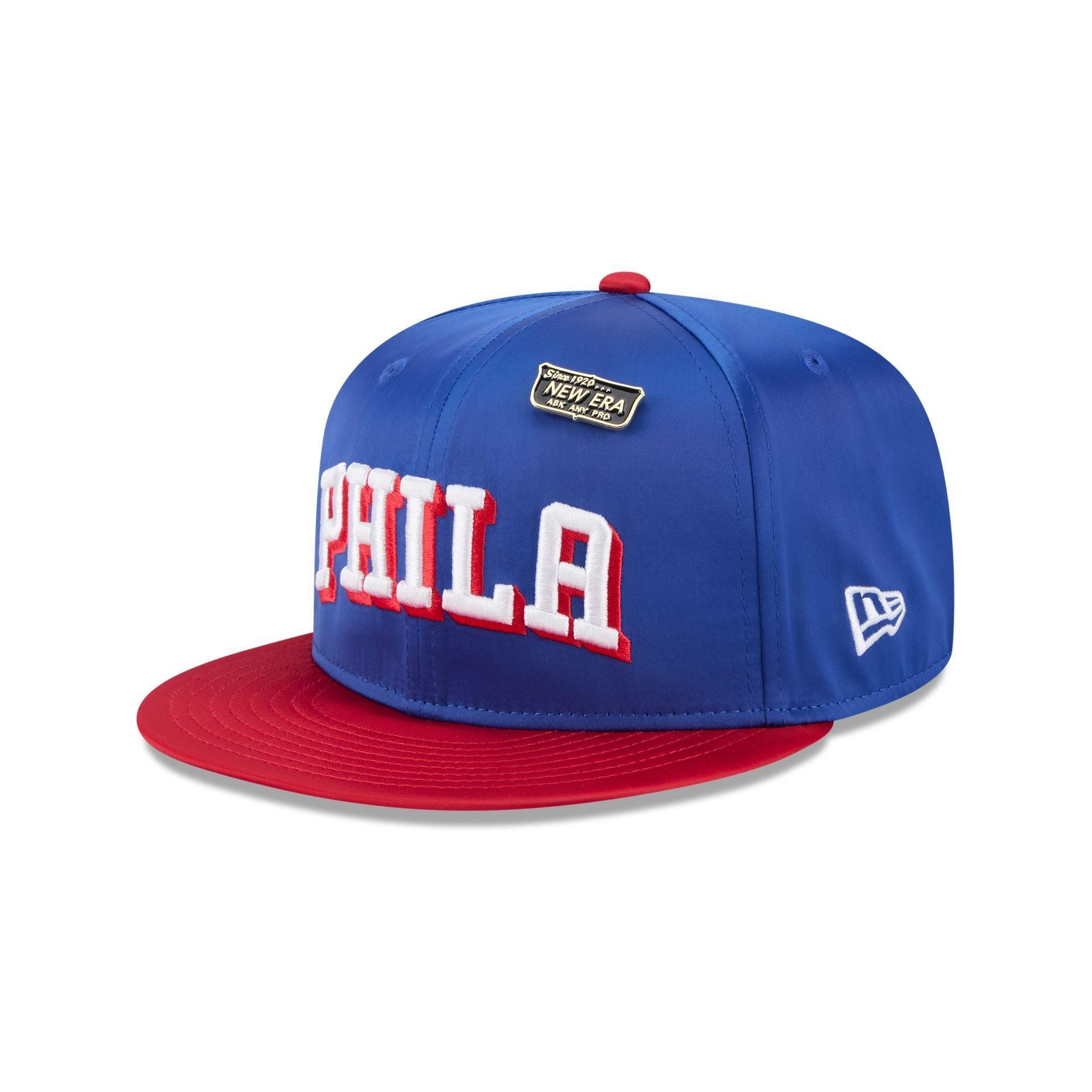 Philadelphia 76ers Satin Pin 9FIFTY Snapback Hat Male Product Image