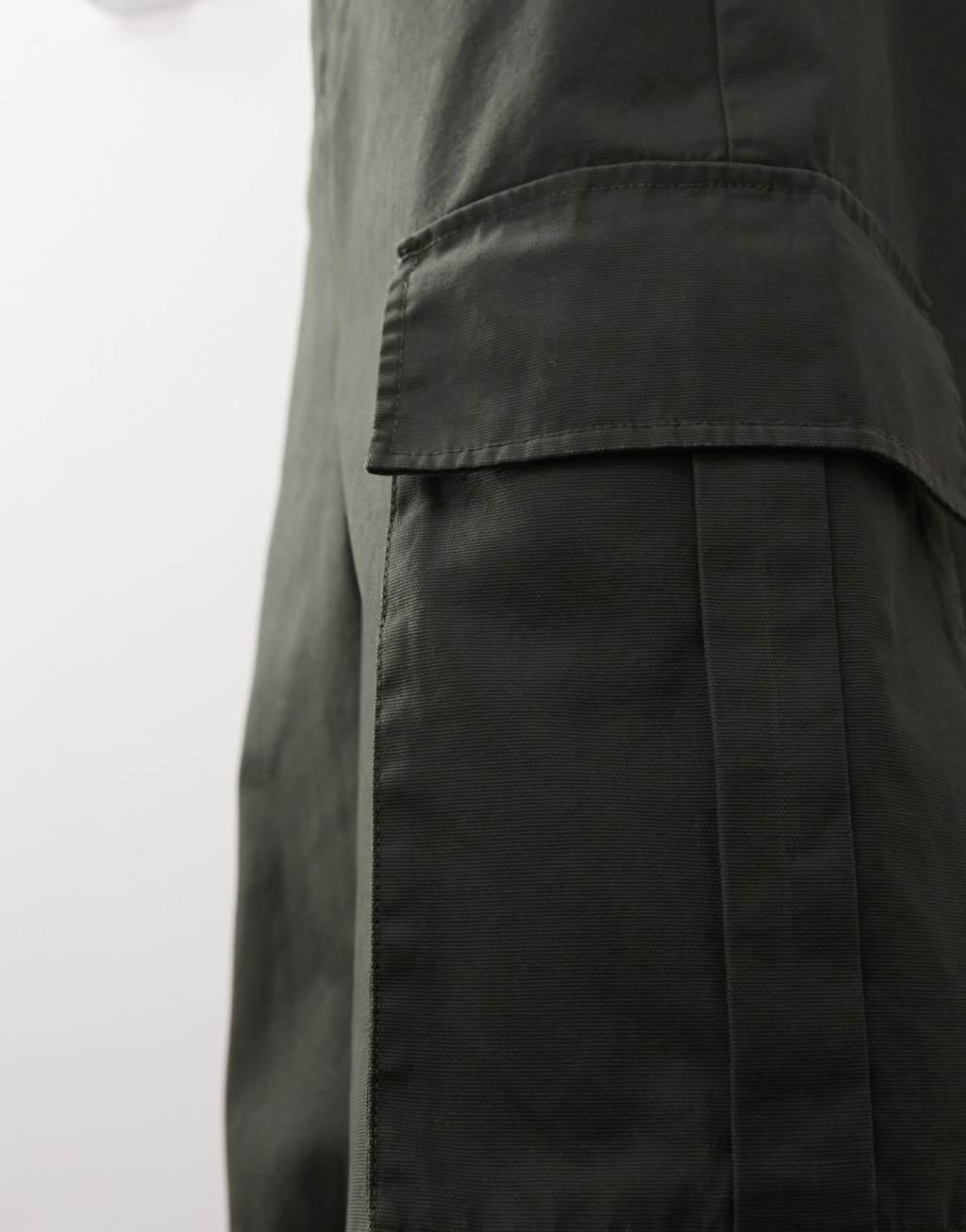 COLLUSION wide leg utility pants in waxed brown Product Image