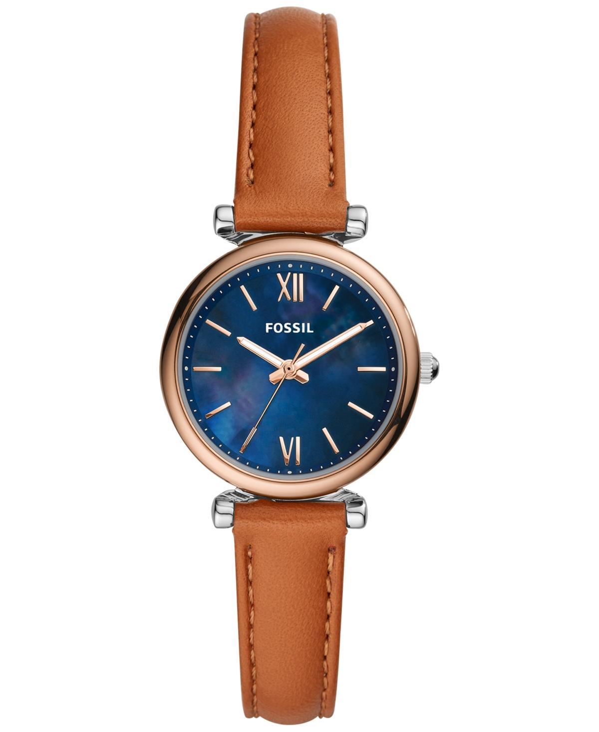 Fossil Carlie Mini Three-Hand Tan Leather Watch Product Image