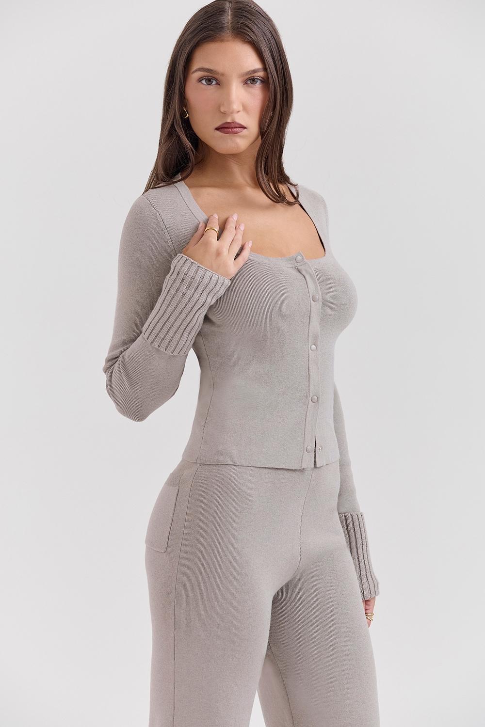 Aspen Grey Cashmere Ribbed Cuff Jacket Product Image