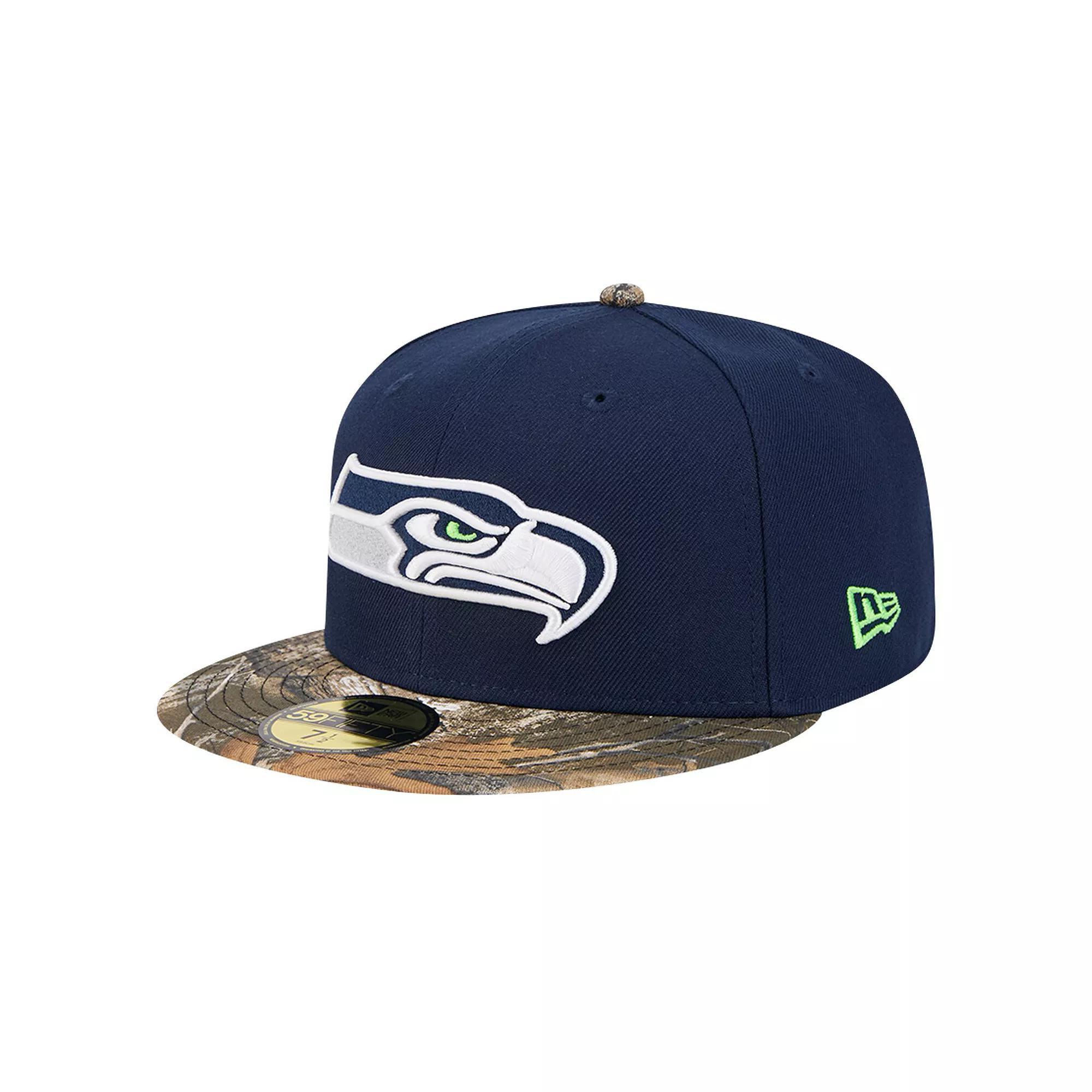 Men's New Era College Navy Seattle Seahawks Active Two-Tone Camo 59FIFTY Fitted Hat, Size: 7 7/8, Team Product Image
