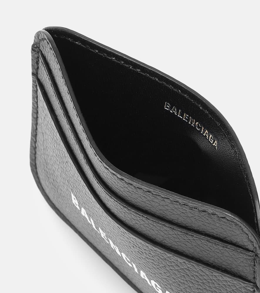 BALENCIAGA Leather Card Holder In Blacklwhite Product Image