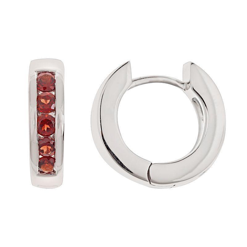 Celebration Gems Sterling Silver Peridot Hinged Hoop Earrings, Womens, Multicolor Product Image