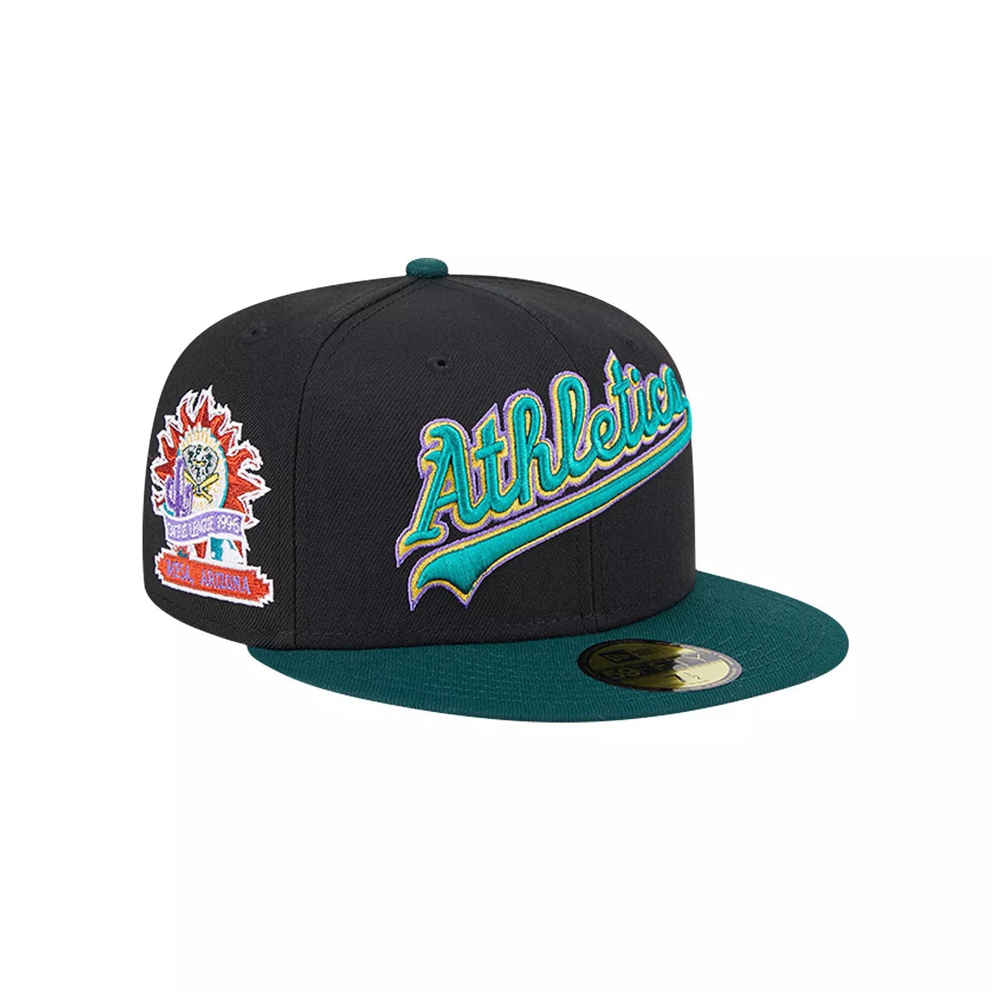 Men's New Era Black Oakland Athletics Retro Spring Training 59FIFTY Fitted Hat,  Product Image