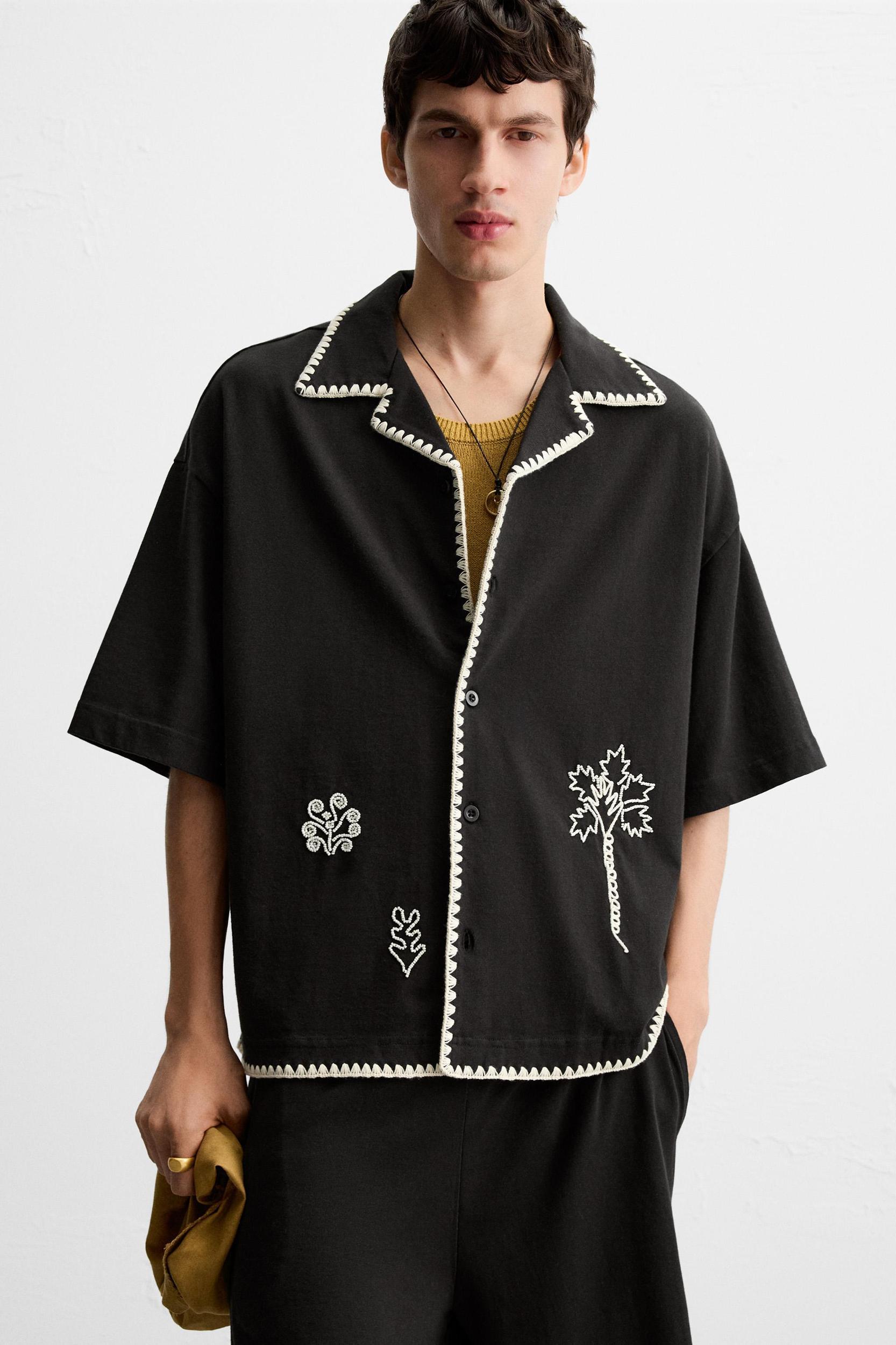 CONTRAST EMBROIDERY SHIRT Product Image