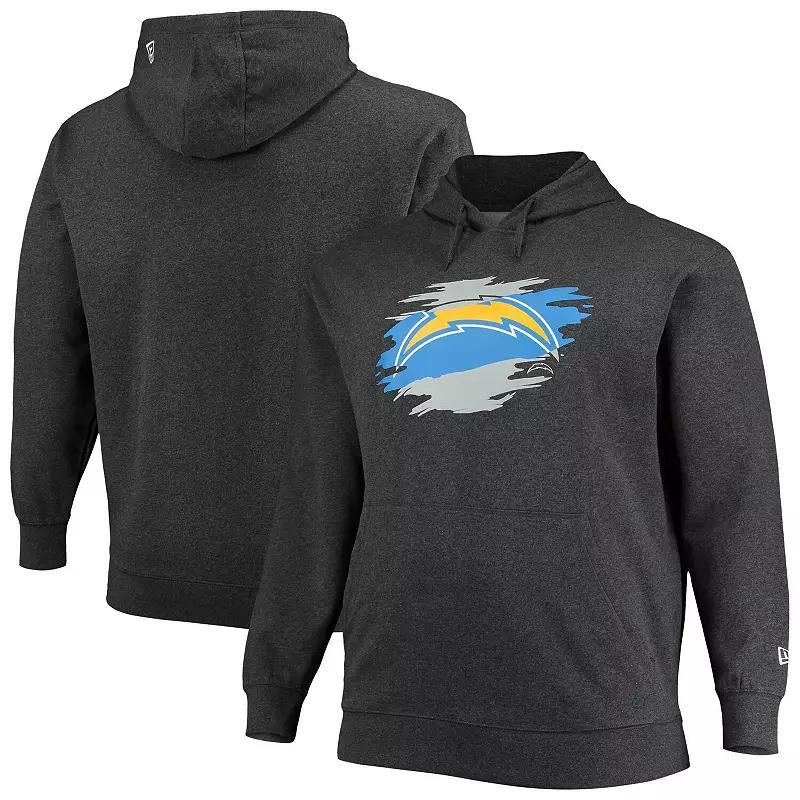 Men's New Era Charcoal Los Angeles Chargers Big & Tall Primary Logo Pullover Hoodie, Size: 3XB Product Image