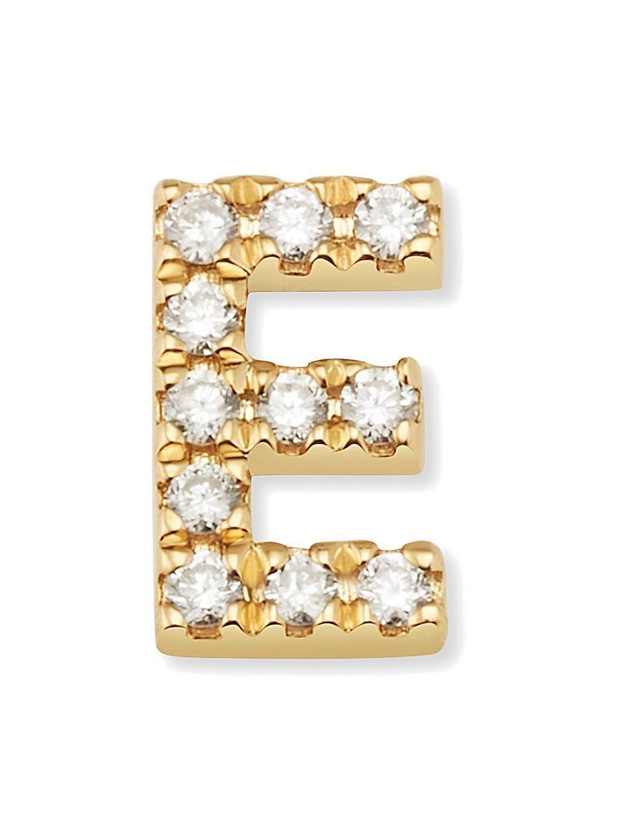 Womens 14K Yellow Gold Luxe Letter Diamond Initial Single Stud Earring Product Image