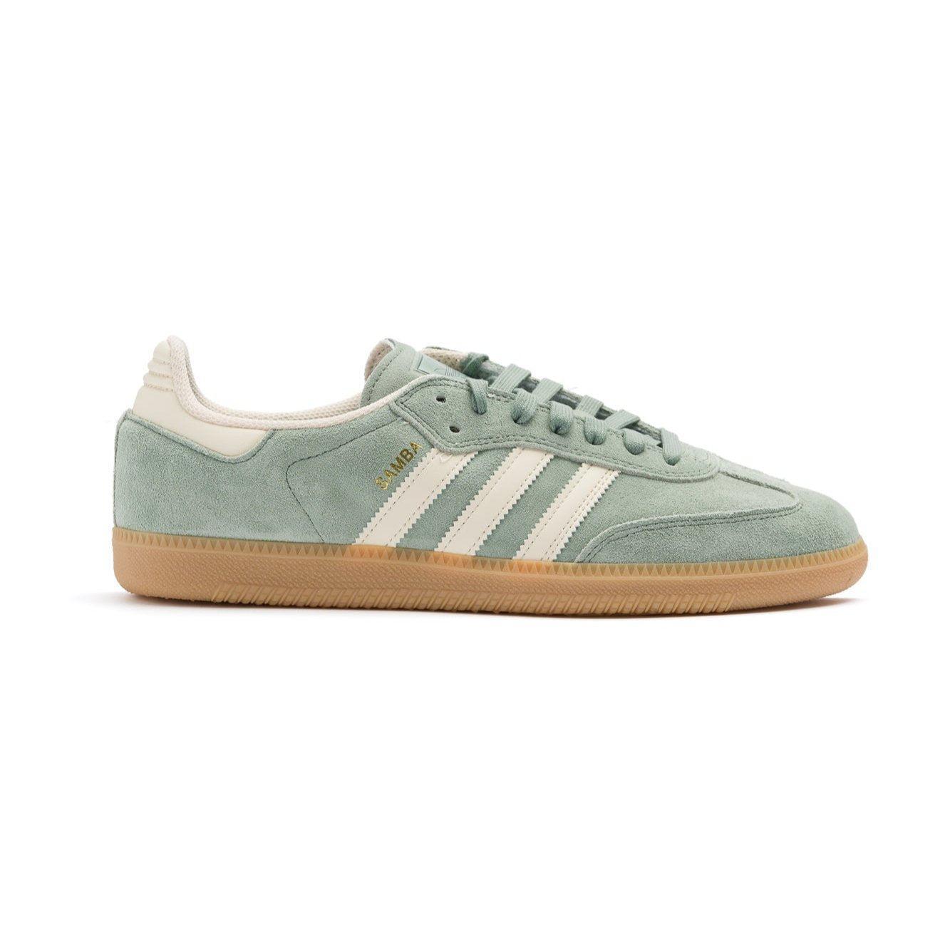 Adidas Skateboarding Samba ADV Men's Skate Shoe - Silver Green/White/Metallic Gold Product Image