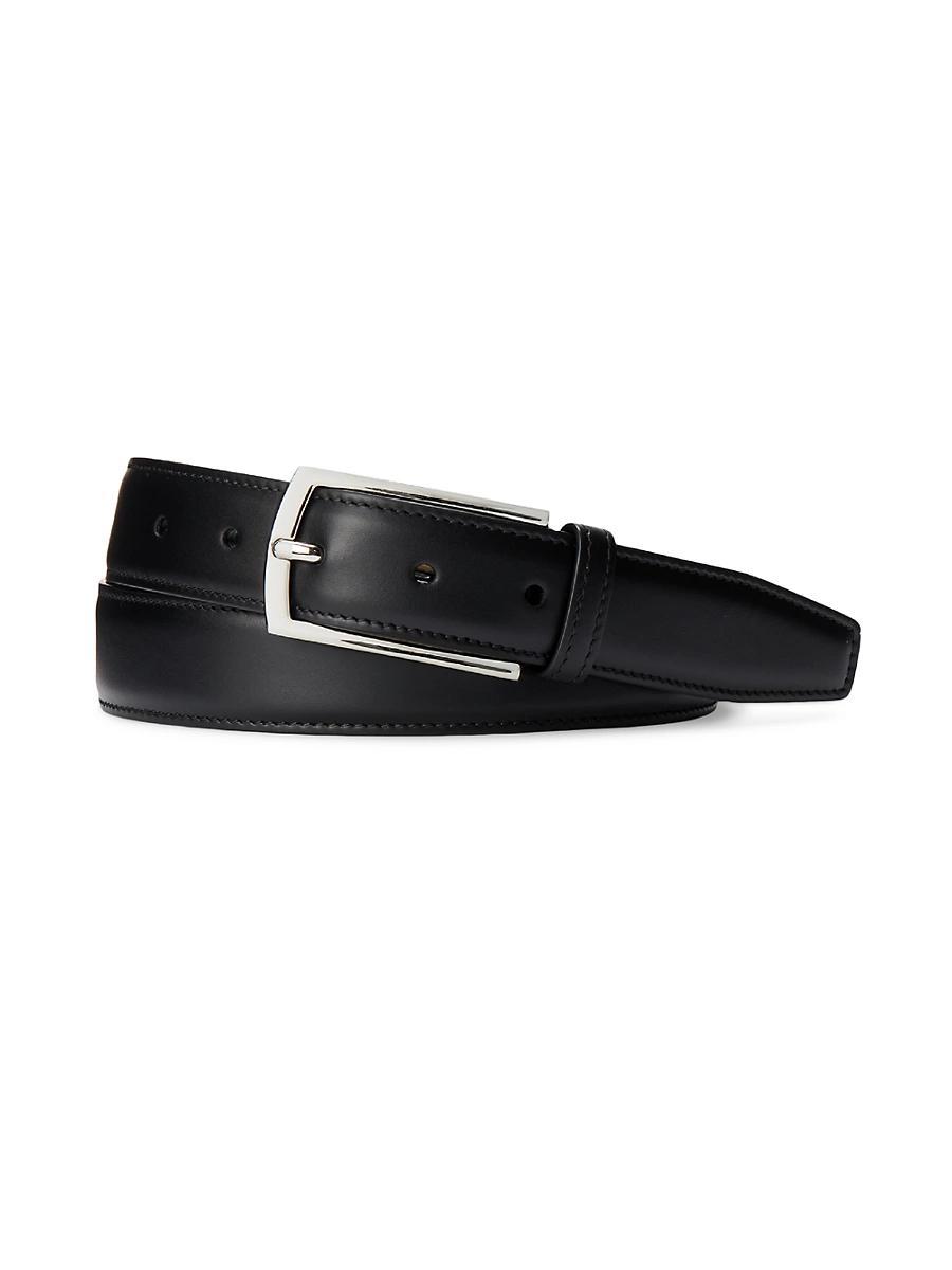 Mens Logo Leather Prong Buckle Belt Product Image