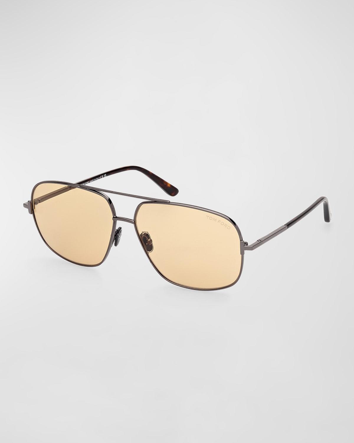 Mens Tex Double-Bridge Metal Aviator Sunglasses Product Image