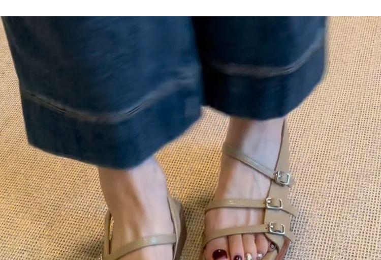 Chunky Heel Square Toe Buckled Slingback Sandals Product Image