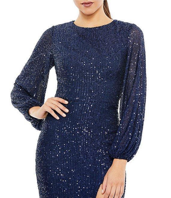 Mac Duggal Balloon Sleeve Sequin Sheath Dress Product Image