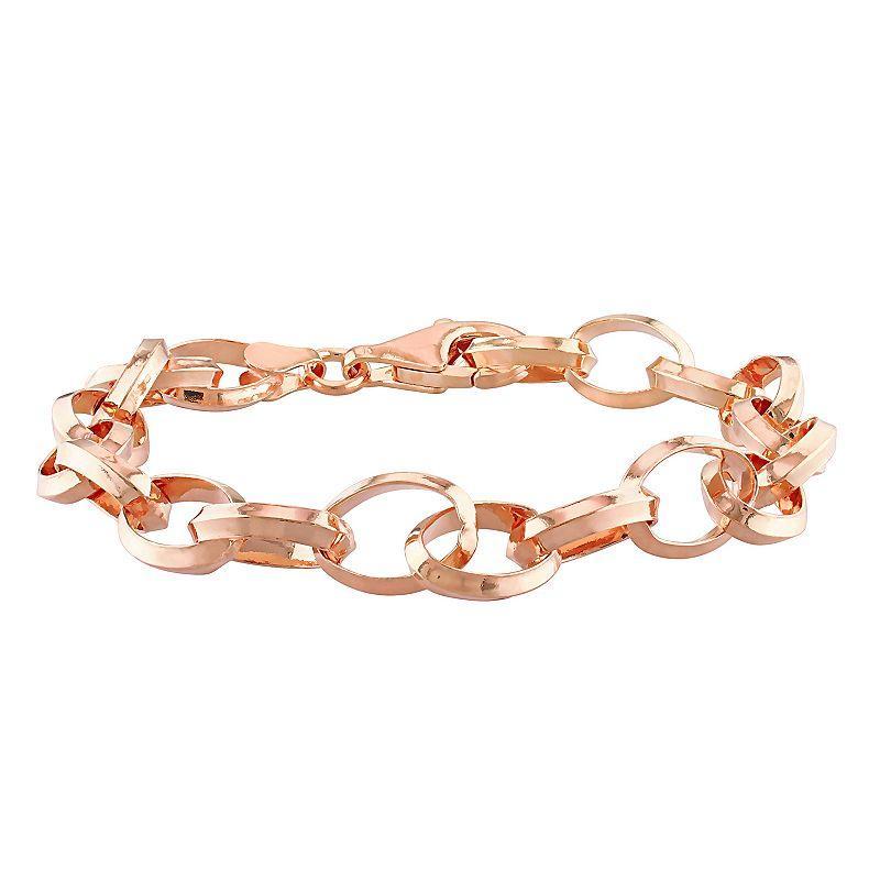 Stella Grace Sterling Silver 8 mm Rolo Chain Bracelet, Womens Rose Gold Tone Product Image