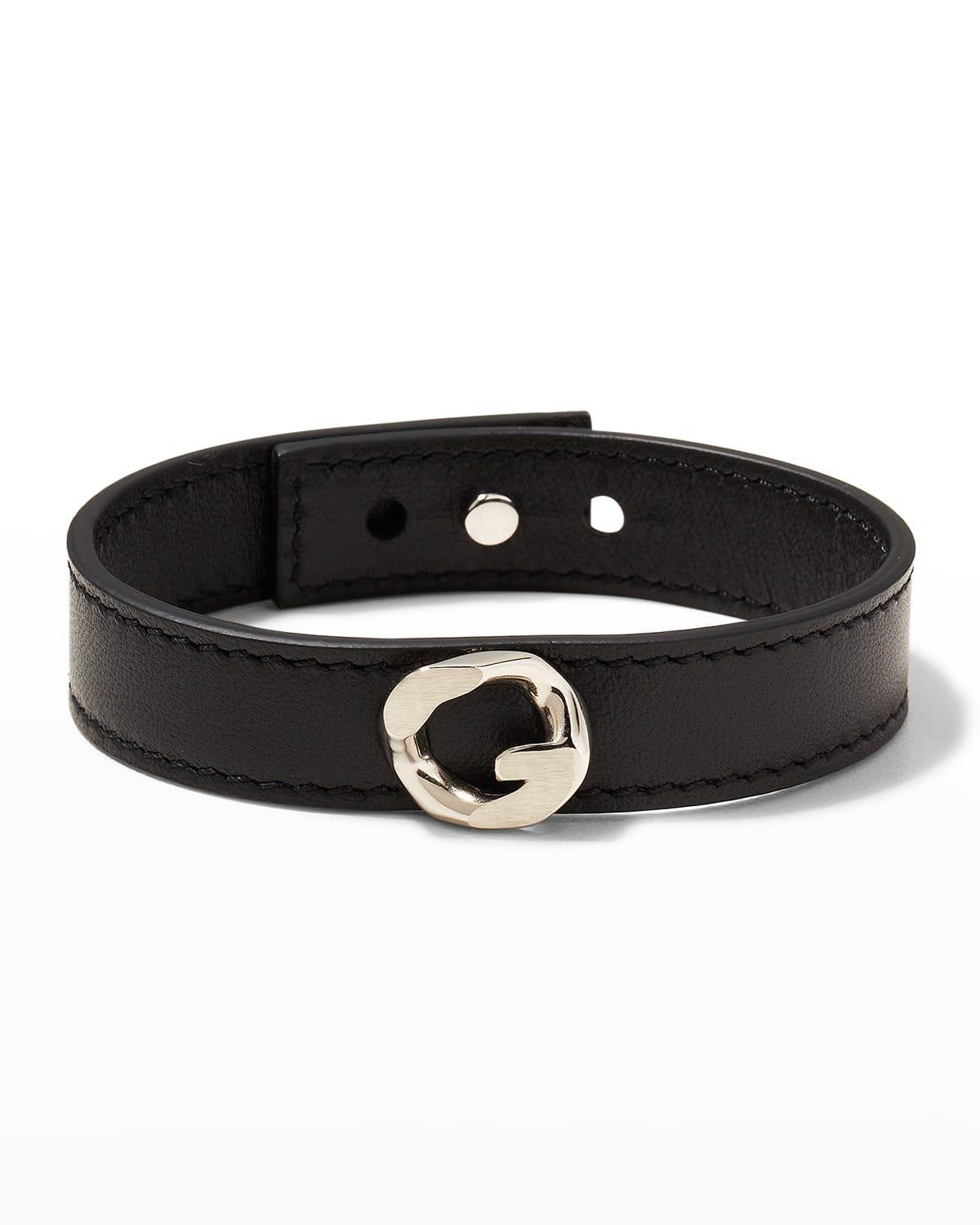 Mens G-Chain Silvery Leather Bracelet Product Image