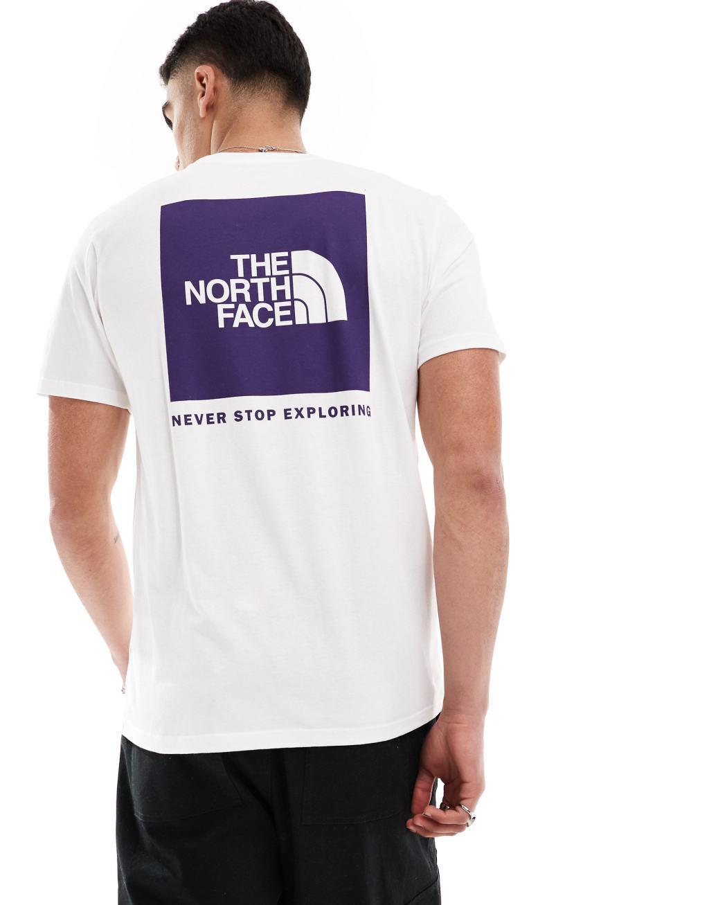 The North Face Box NSE T-shirt with back graphic in white and purple Product Image