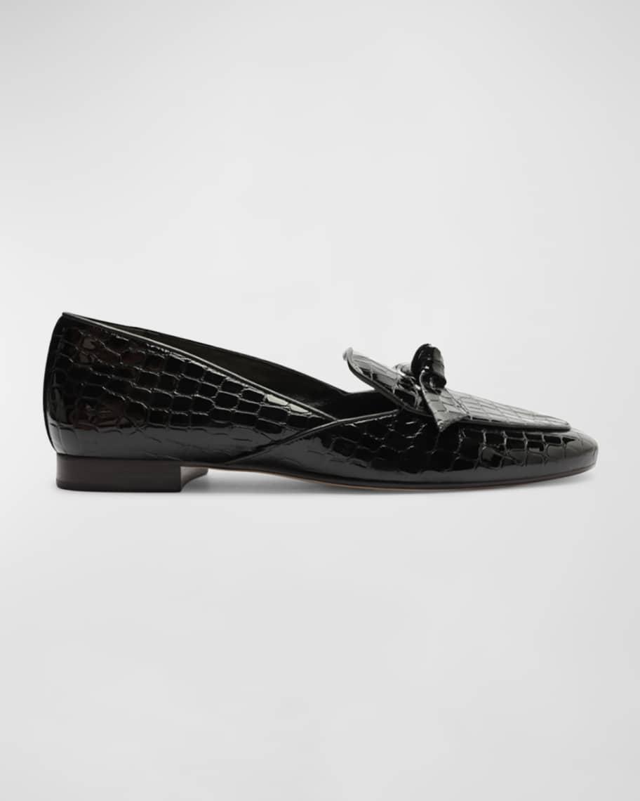 Clarita Croco Bow Slip-On Loafers Product Image