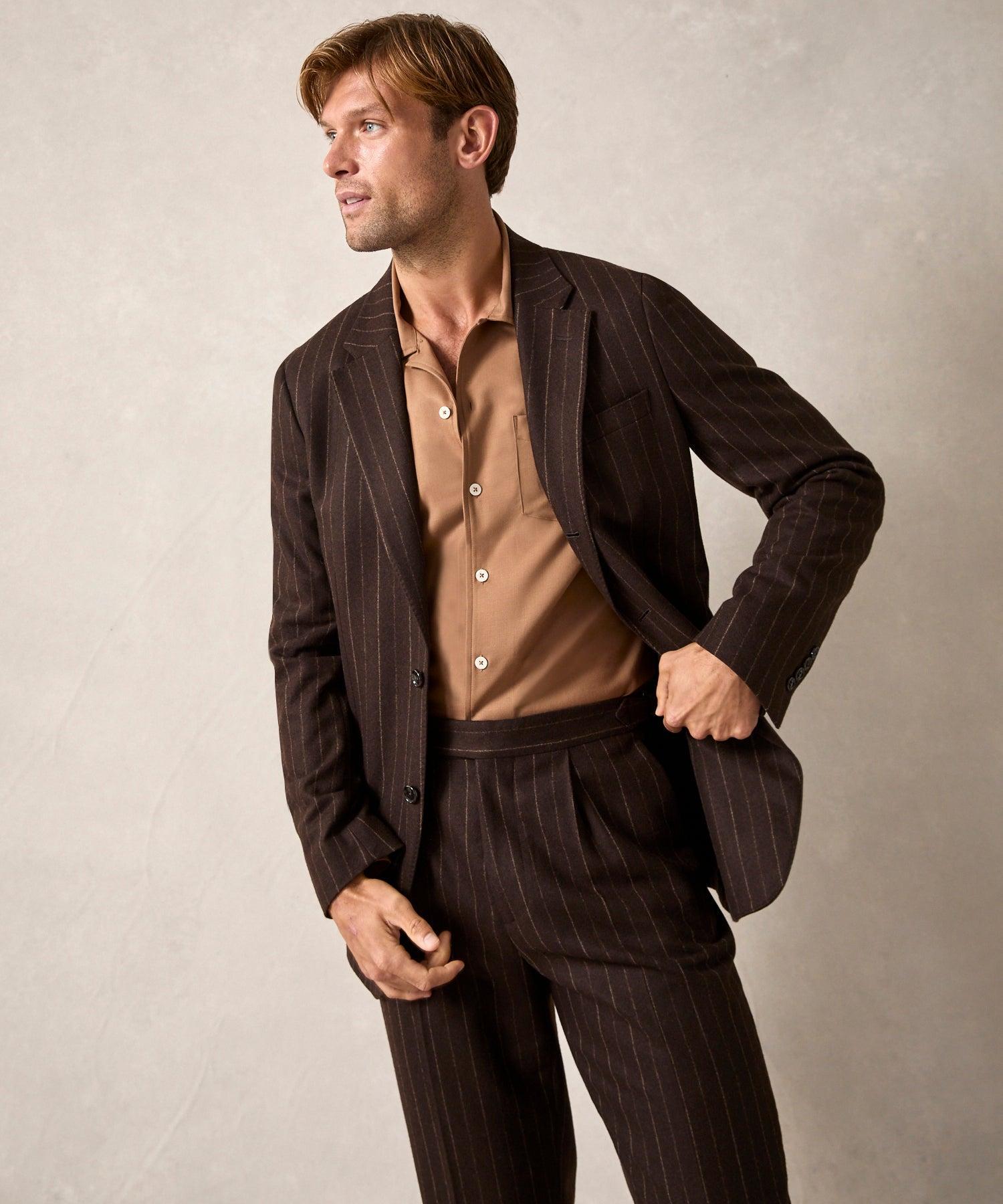 Italian Flannel Madison Jacket in Brown Pinstripe Product Image