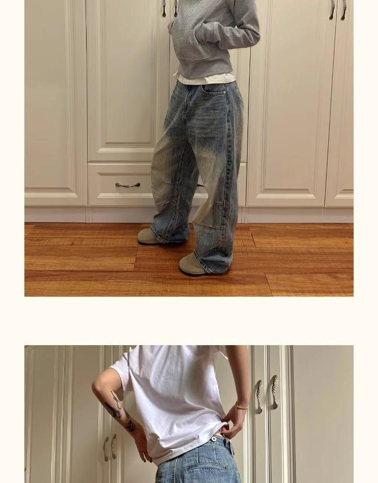 High Rise Washed Wide Leg Cargo Jeans Product Image