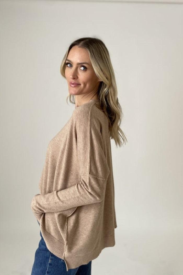 Crew Neck Center Seam Sweater | Devon Product Image