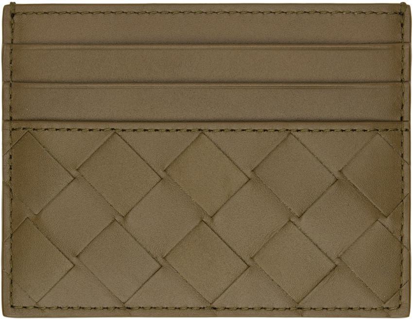 BOTTEGA VENETA Green Intrecciato Card Holder In 2877 Mud-silver Product Image