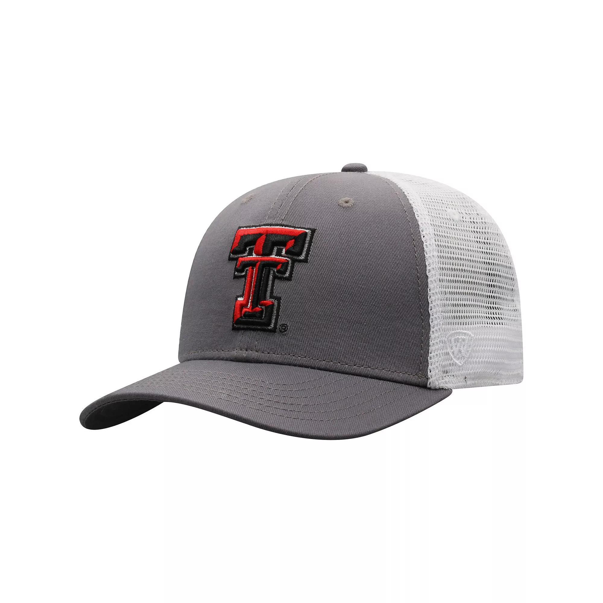 Men's Top of the World Gray/White Texas Tech Red Raiders Victory Baseline Trucker Adjustable Hat, Grey Product Image