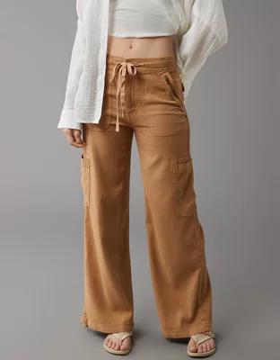 AE Dreamy Drape Linen-Blend Baggy Wide-Leg Cargo Pant Product Image